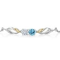 thumbnail image 2 of Gem Stone King 925 Silver and 10K Yellow Gold Lab Grown Diamond Bracelet for Women Topaz Moissanite (1.17 Cttw), 2 of 3