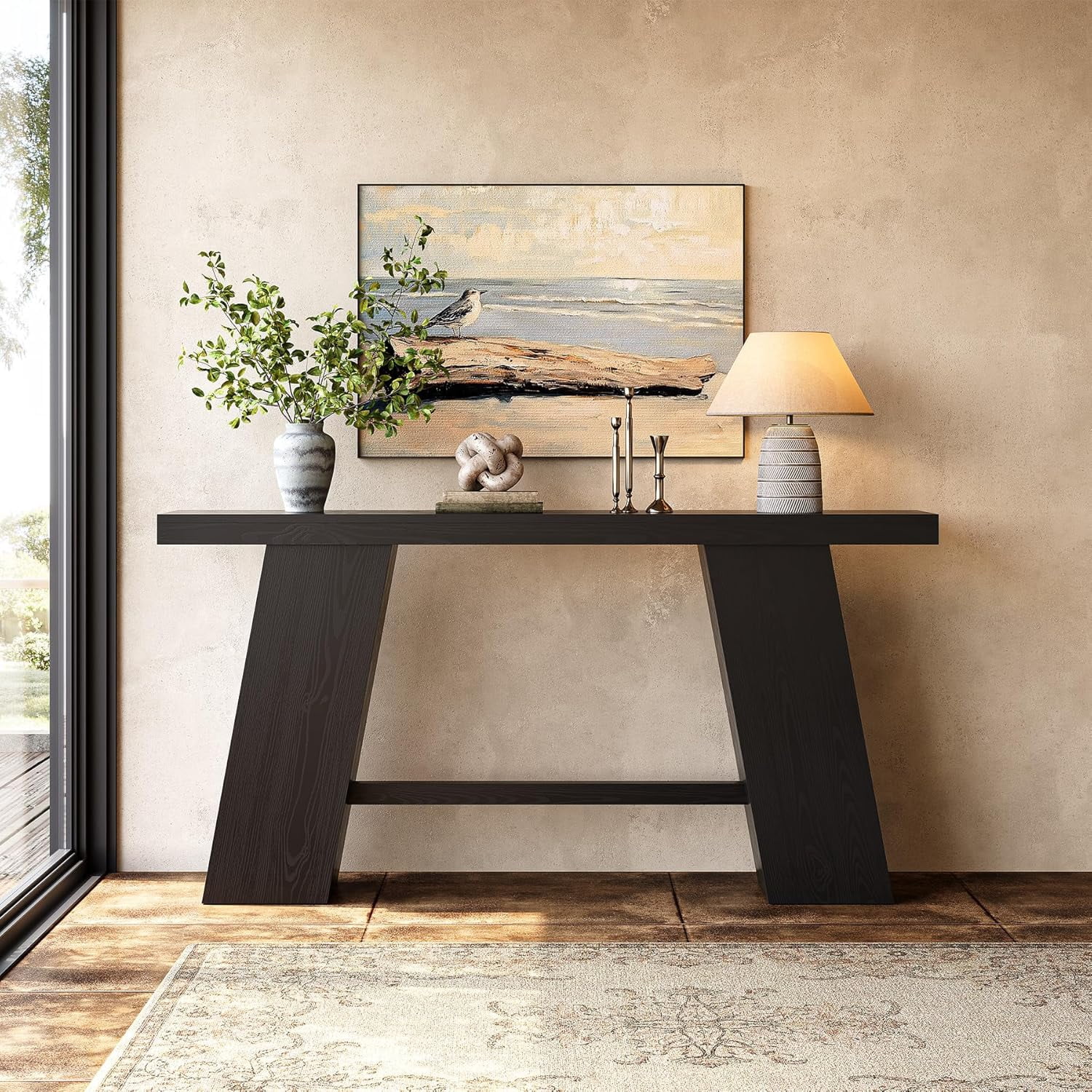 Finmind 70.8-Inch Long Black Console Table for Entryway, Narrow Modern Sofa Table for Entry, Hallway, Behind Couch, Living Room, Foyer, Entrance, Front Door