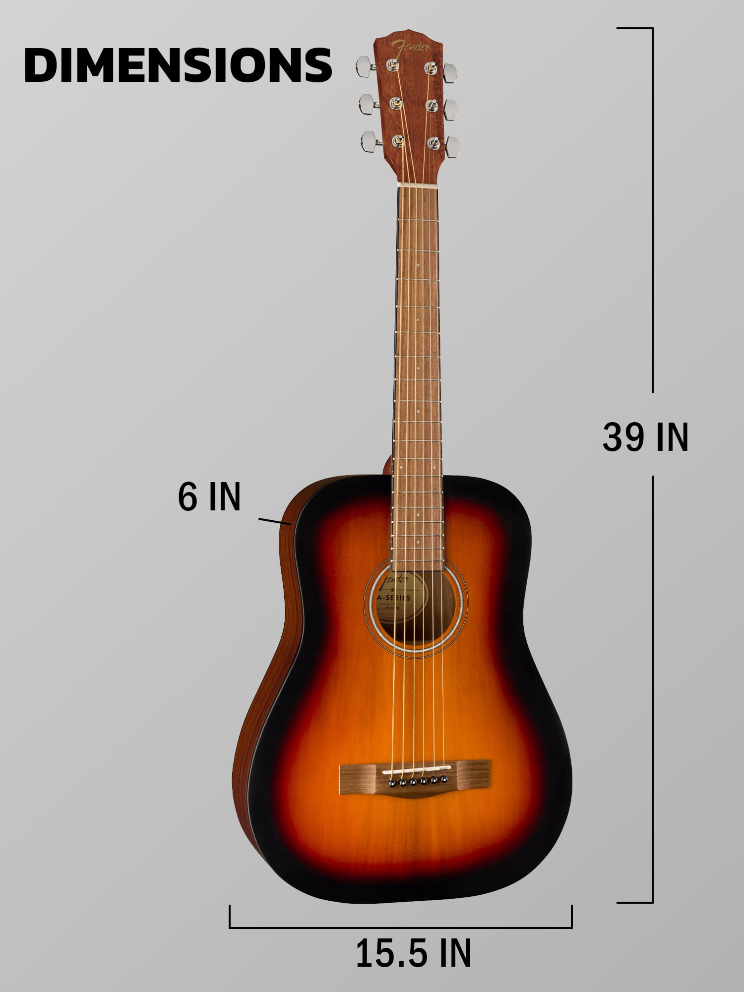 Fender FA-15 3/4-Scale Kids Steel String Acoustic Guitar - Sunburst w/ Gig Bag