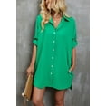 thumbnail image 3 of Button Down Shirt Dress, Green, Medium, 3 of 5