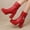 Red, variant on Women's Platform Ankle Boots High Chunky Heels Square Toe Comfort Party Dress Booties Shoes for Women Yellow 9.5(43)