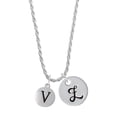 thumbnail image 1 of Delight Jewelry Silvertone Capital Letter - V - Pebble Disc - Silvertone Script Initial Disc - Z - Charm Necklace, 20"+3", 1 of 4