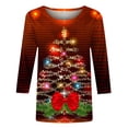 thumbnail image 4 of YVNAURA 3/4 Sleeve Christmas Tops for Women Loose Fit Round Neck Blouses Graphic Print Tees Casual Pullover Tunic Shirts Lightweight Holiday Tops Xmas Gift for Women, Wine,L, 4 of 4