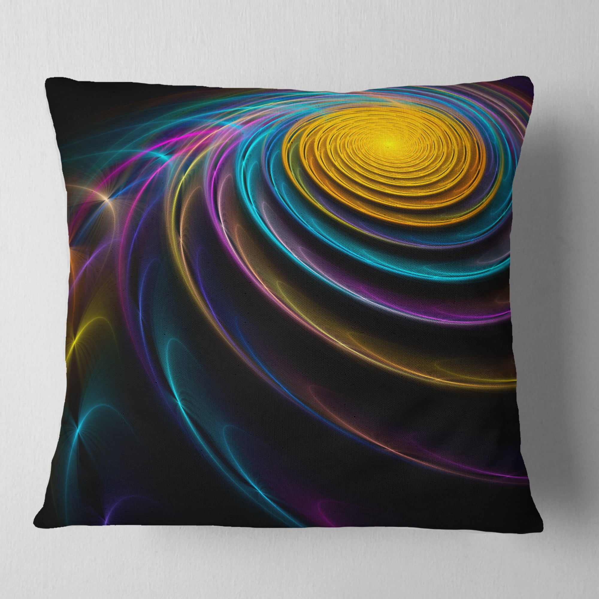 Designart Fractal 3D Colored Bulgy Circles - Abstract Throw Pillow - 18x18