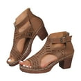 thumbnail image 3 of Women's Sandals Hollow Block Heels Open Toe Sandals Dressy Chunky Heels, 3 of 7