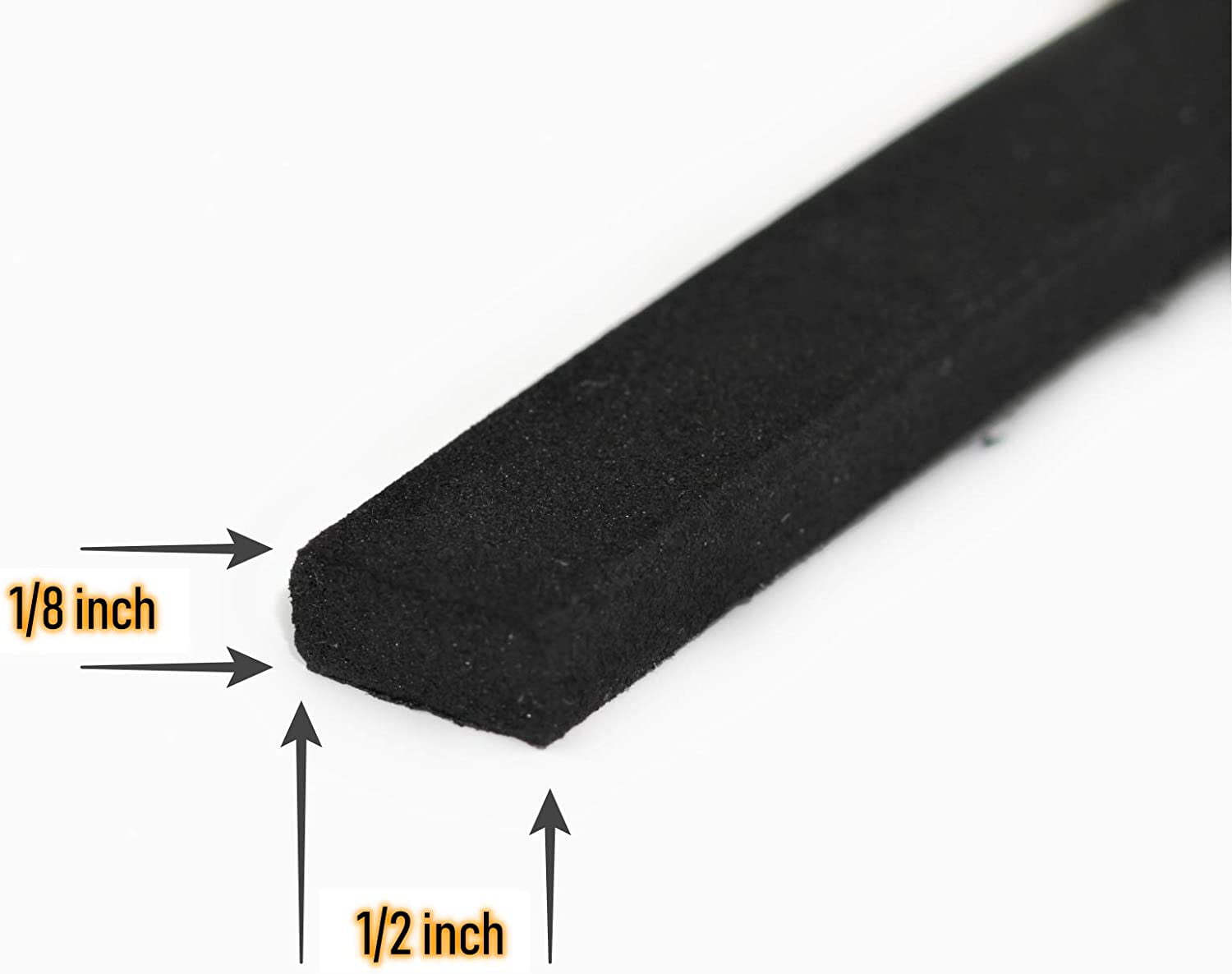 1/2inch x 1/8inch x 50feet Neoprene Foam Weather Seal High Density Stripping with Adhesive Backing 1.3cm Wide 0.3cm Thick 15m Long