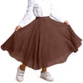 thumbnail image 6 of NAISIBABY Girls Maxi Skirt, Pleated Tiered High Waist Cotton Mesh Kids Flowy Swing Long Skirt Brown 12T, 6 of 7