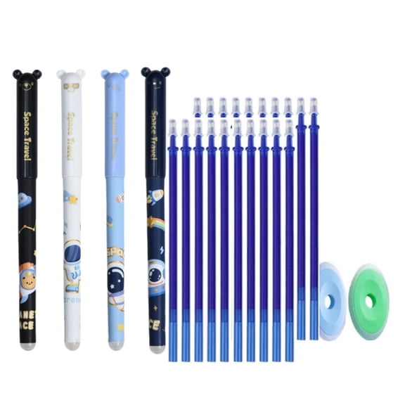Erasable Gel Pen 0.5mm Needle Tip with Pen Refills and Erasers for Student