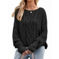 thumbnail image 2 of Womens Oversized Cable Knit Crew Neck Long Sleeve Fall Chunky Pullover Casual Loose Fit Sweater Tops, 2 of 9