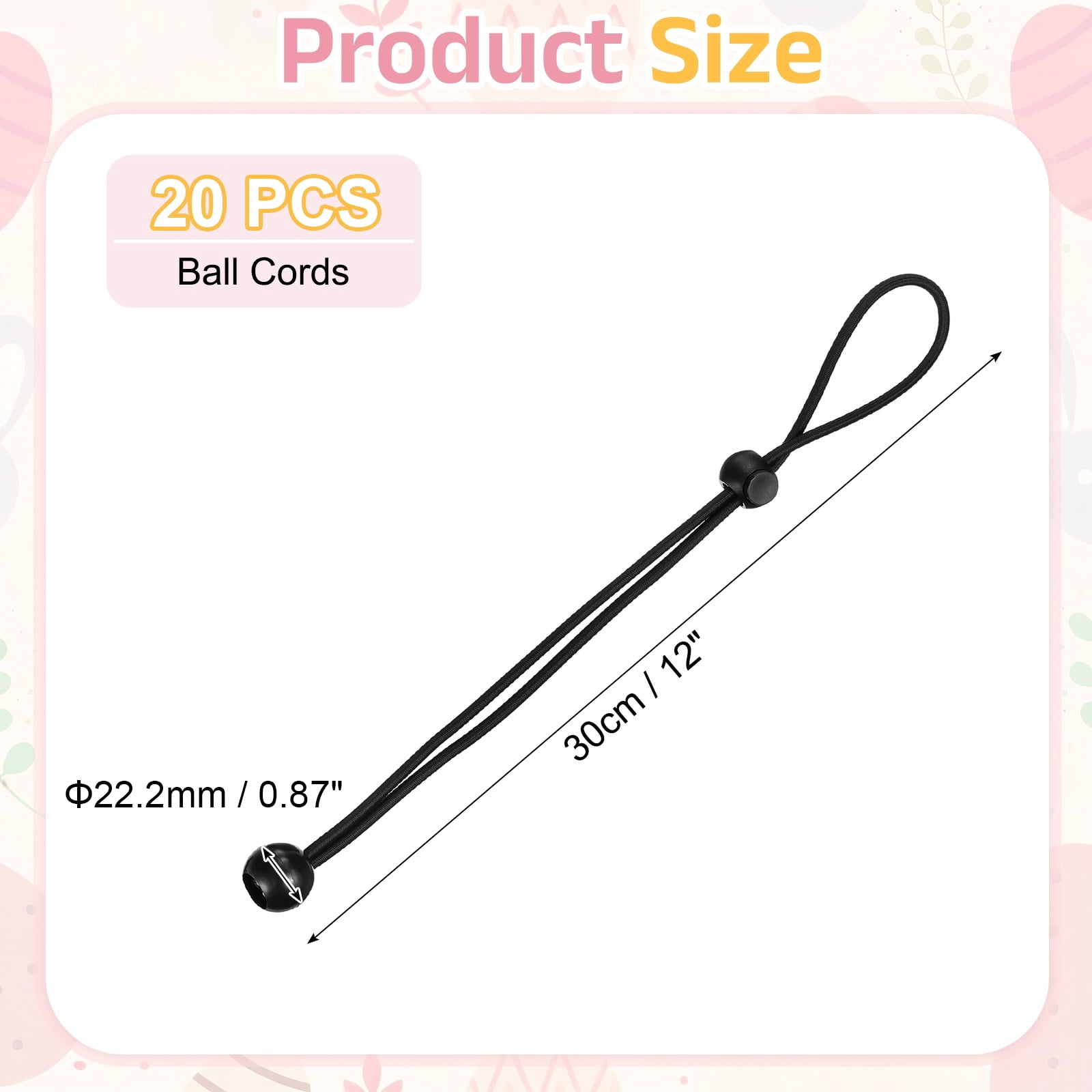 Uxcell Ball Bungee Cords, (30cm / 12 Inch, Black) (20 PCS) Universal Bungee Tie Downs, Suit for Shelter Camping Cargo Outdoor Roller Blinds Tents Canopies Tarp