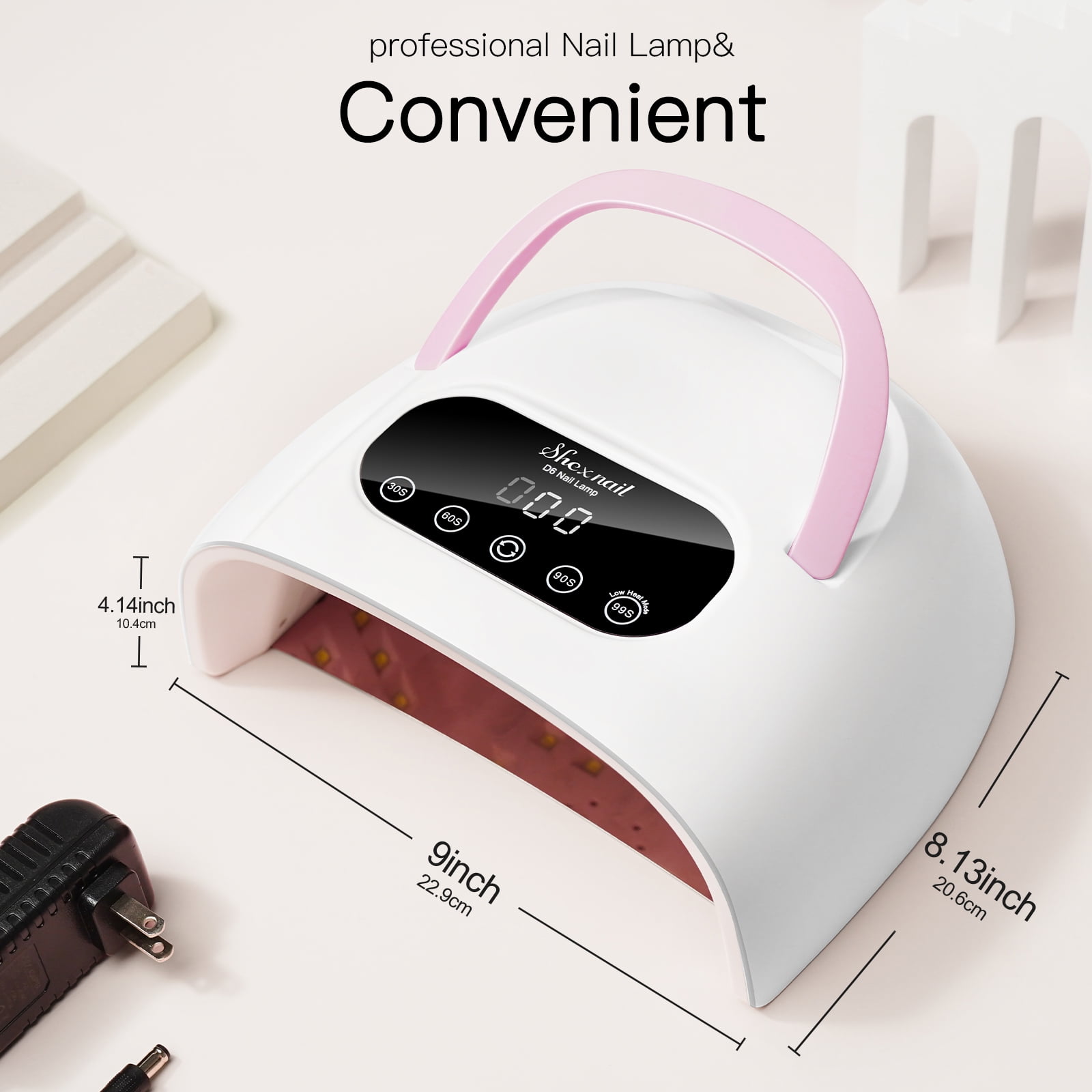 Shexnail Pure UV Nail Lamp (White) - Portable UV Light for Gel Nails with Multiple Timer Settings - LED Curing Light Nail Polish Dryer for Professional Nail Art, Salon & Home DIY