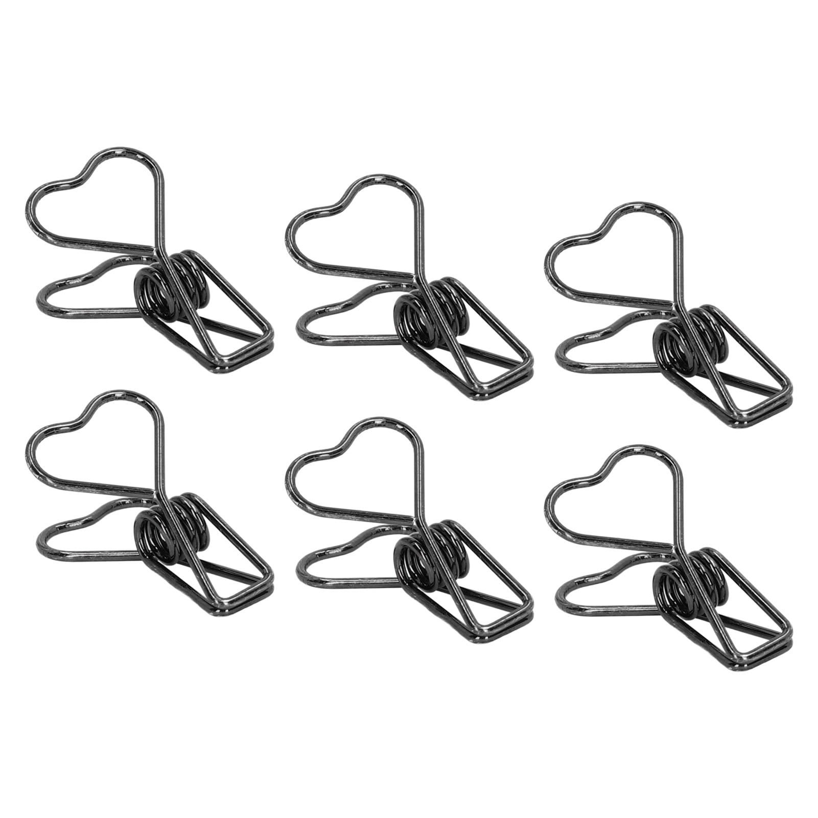 Yajisi 100Pcs Metal Heart Shape Hollow Binder Clips for Office Documents, Certificates, Tickets, Small Paper Clamps, Black