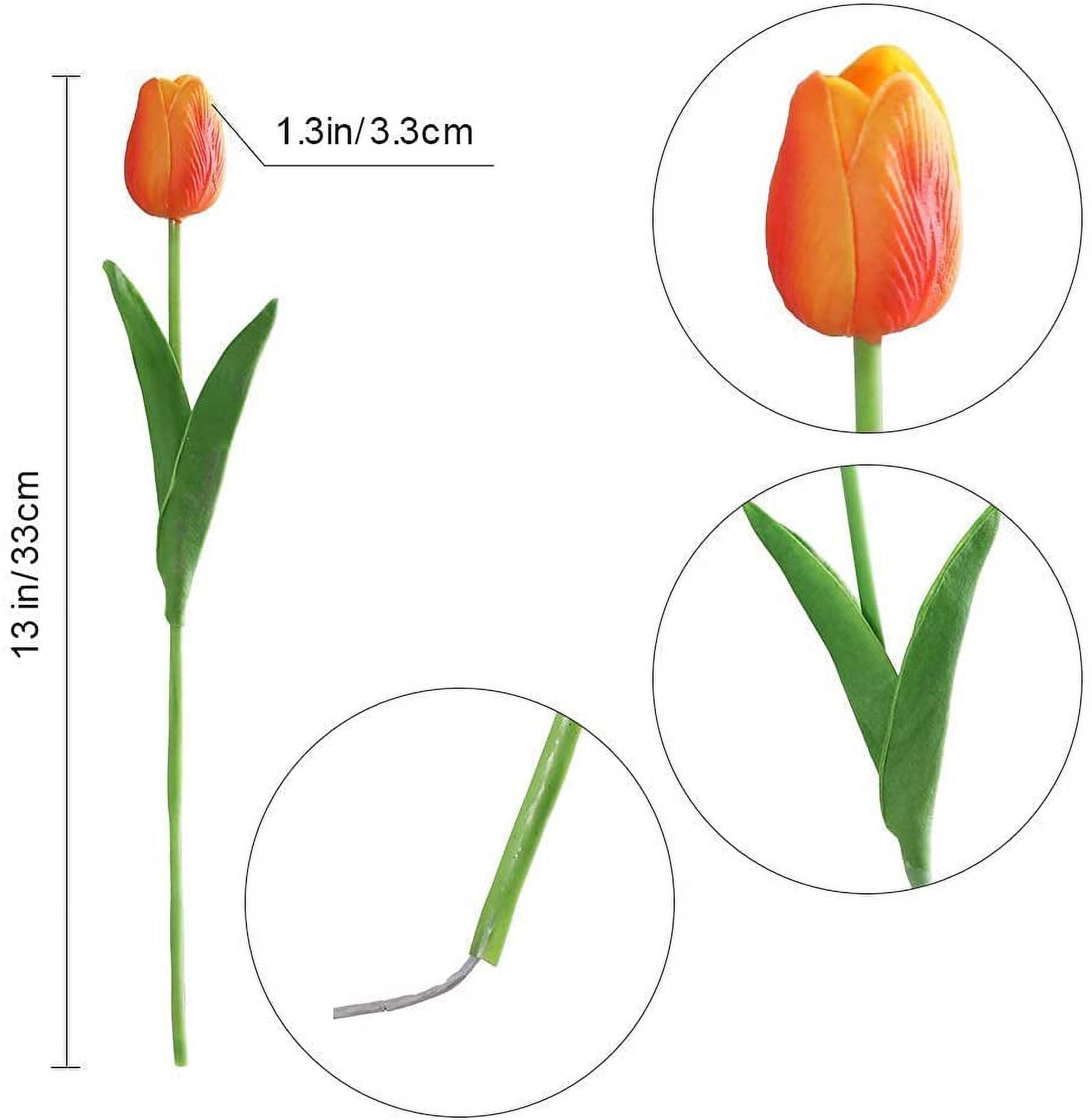 Latex Tulips Real Touch Pink Artificial Flowers Fake Tulips Arrangement Bouquet for Home Office Wedding Decor (Pink)