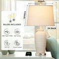 thumbnail image 3 of Cinkeda 24" Touch Control Single Table Lamp with USB Type-C Ports AC Outlet Farmhouse White Resin Jar 3 Way Dimmable Nightstand Bedside Lamp for Living Room Bedroom, 3 of 7