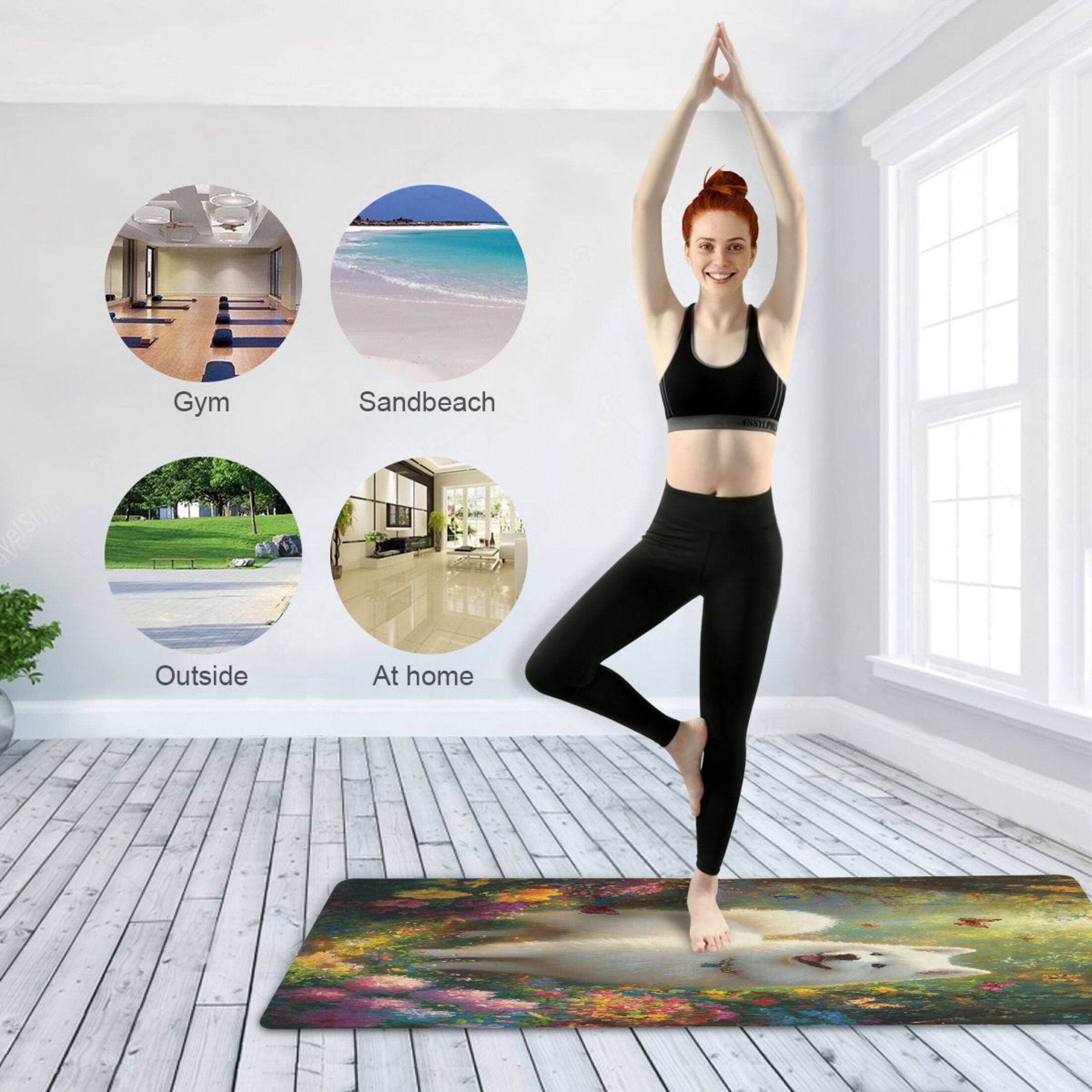 BZSMCE Yoga Mat Women Whimsical Canine Bliss Fitness Mat