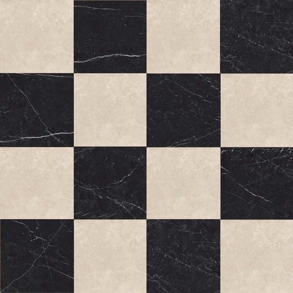 The Tile Life Windsor Checkerboard 4" x 4" Crema Marfil & Nero Marquina Matte Porcelain Tile Sample 1 Piece