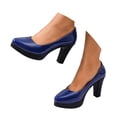 thumbnail image 3 of Win s Way Women's Chunky Heel Solid Low Top Slip On Dress Shoes Comfort Work Evening, 3 of 9