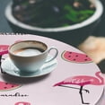 thumbnail image 3 of Ambesonne Tropical Emoji Fitted Round Tablecloth, Watermelon Flamingo, 45"- 56" Diameter, Soft Pink Fern Green, 3 of 5