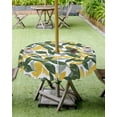 thumbnail image 4 of Fsddascl Green Yellow Leaves Outdoor Tablecloth - 54 Inch Round Dining Table Cover, Abstract Art Botanical Summer Waterproof Outdoor Table Cloth with Umbrella Hole & Zipper for Picnic/Patio/Party, 4 of 7