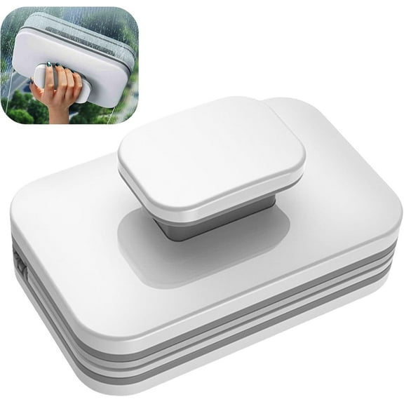 Magnetic Windshield Cleaner Tool,Windshield Magnetic Car Window Cleaner, Double-Sided Window Cleaner Glass Wiper, Triangle Shape, White(Glass 3-10mm)