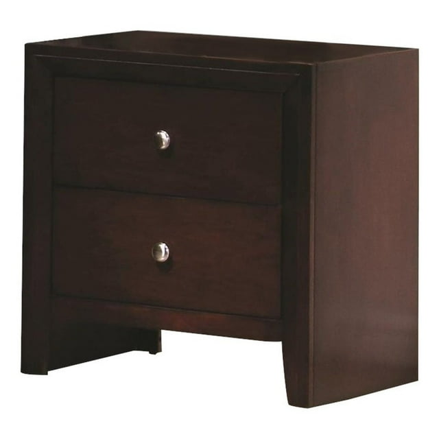 Bowery Hill Table de Chevet 2 Tiroirs en Bois de Transition en Marron Riche Merlot