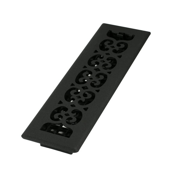 Decor Grates 2" x 12" textured black painted scroll design floor register