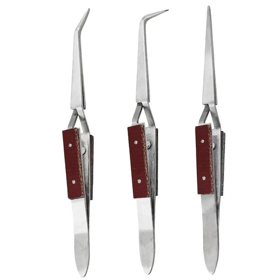 Stainless Steel Tweezers, 3X Electronics Tweezer, Easy Grip Tweezers Fiber Grip Precision Soldering Tweezers for Pick Up Tool