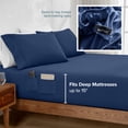 thumbnail image 6 of Bare Home Luxury 1800 Collection Fitted Sheet, Dual Side Pockets, Deep Pocket, Queen, Dark Blue, 6 of 9