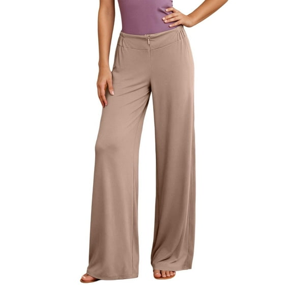 Bibifish Womens Yoga Pants Zipper Closure V Waist Flowy Wide Leg Trendy Summer Winter Solid Workout Pants