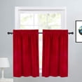 thumbnail image 1 of Haperlare Vintage Kitchen Curtains 36 inch Long Elegant Velvet Cafe Curtains Room Darkening Half Window Treatment Set, Red, 2 Panels, 1 of 8