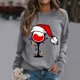 thumbnail image 2 of Gibobby Sudadera navideña mujer navideño Sudadera de mujer Cuello redondo Manga larga Estampado de copa navideña Sudaderas(Gris,XG), 2 of 4