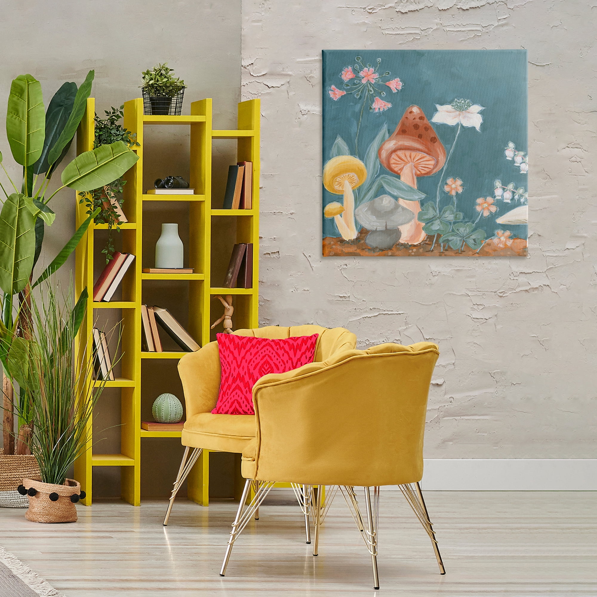 Stupell Industries Forest Floor Mushrooms Plants & Flowers Painting Wrapped Canvas Art Print Wall Art, 30 x 30