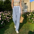 thumbnail image 2 of EDFBUYKRS Female Women Pants Casual Sweatpants Women Petite Short Set Women's Casual Pants Lace Trim Straight Leg Pants Comfortable Breathable Summer Fall Travel Outdoor Everyday Wear S, 2 of 5