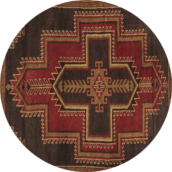 Ahgly Company Indoor Round Persian Brown Traditional Area Rugs, 8' Round