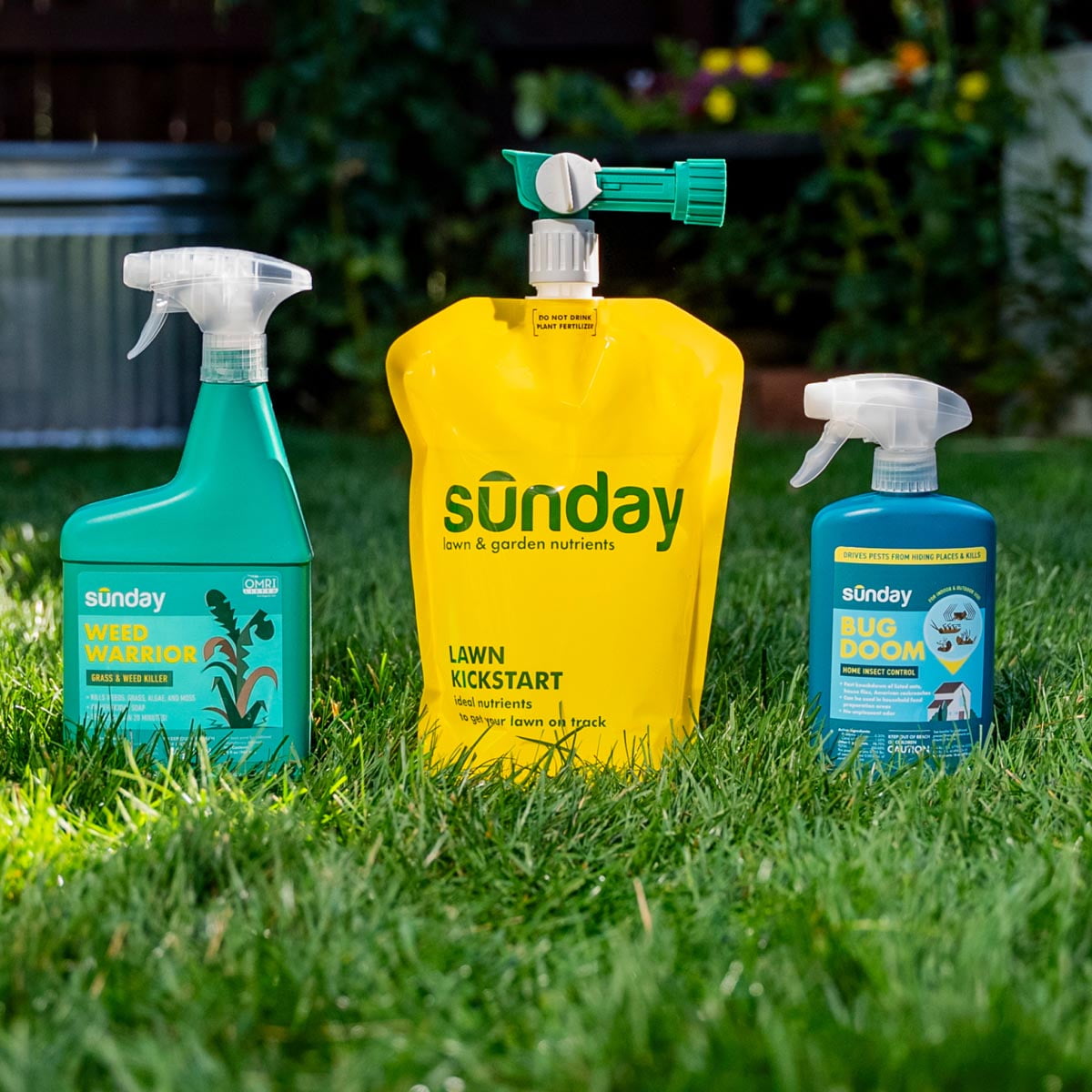 Sunday New Homeowner Kit: Lawn Kickstart + Weed Warrior + Bug Doom – 5,000 sq. ft.