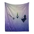 thumbnail image 1 of Christmas Soft Flannel Fleece Throw Blanket, Santa Claus Leaving His House to Sleigh Along Deers Pine Tree New Year Joy, Cozy Plush for Indoor and Outdoor Use, 50" x 60", Blue Violet, by Ambesonne, 1 of 5