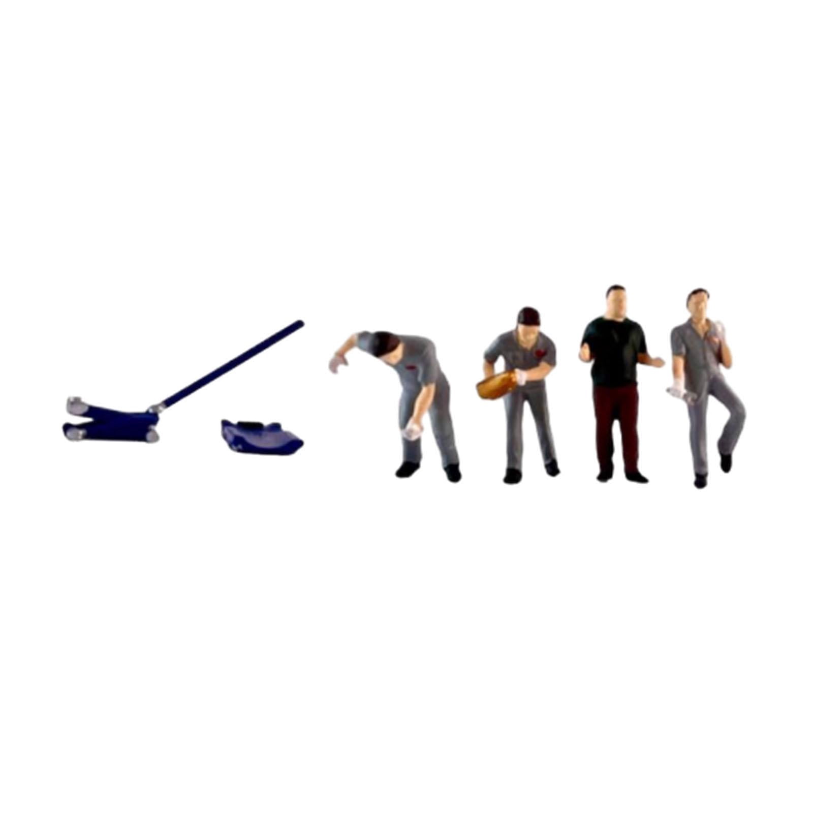 Rushawy 4 Pieces 1/64 Diorama Figures Painted for Dollhouse Accessories Railway Sets gray