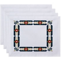 Simply Daisy 18" x 14" Jodhpur Border Geometric Print Placemats, Set of 4