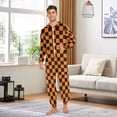 thumbnail image 3 of joogoo Orange Checkered Grid Pattern Unisex Adults Onesies Pajamas Jumpsuits L, 3 of 7