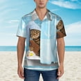 thumbnail image 2 of Sikiie Funny Cat Taking a Bath Print Men's Hawaiian Shirt, Summer Beach Button Pocket Short Sleeve T-Shirt,Small, 2 of 7