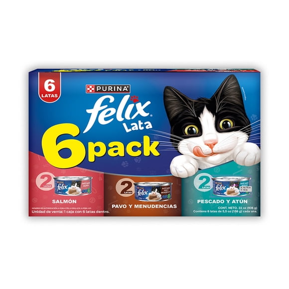 Alimento húmedo para gato adultos Purina Felix Latas 6 Pack Multisabor 156g