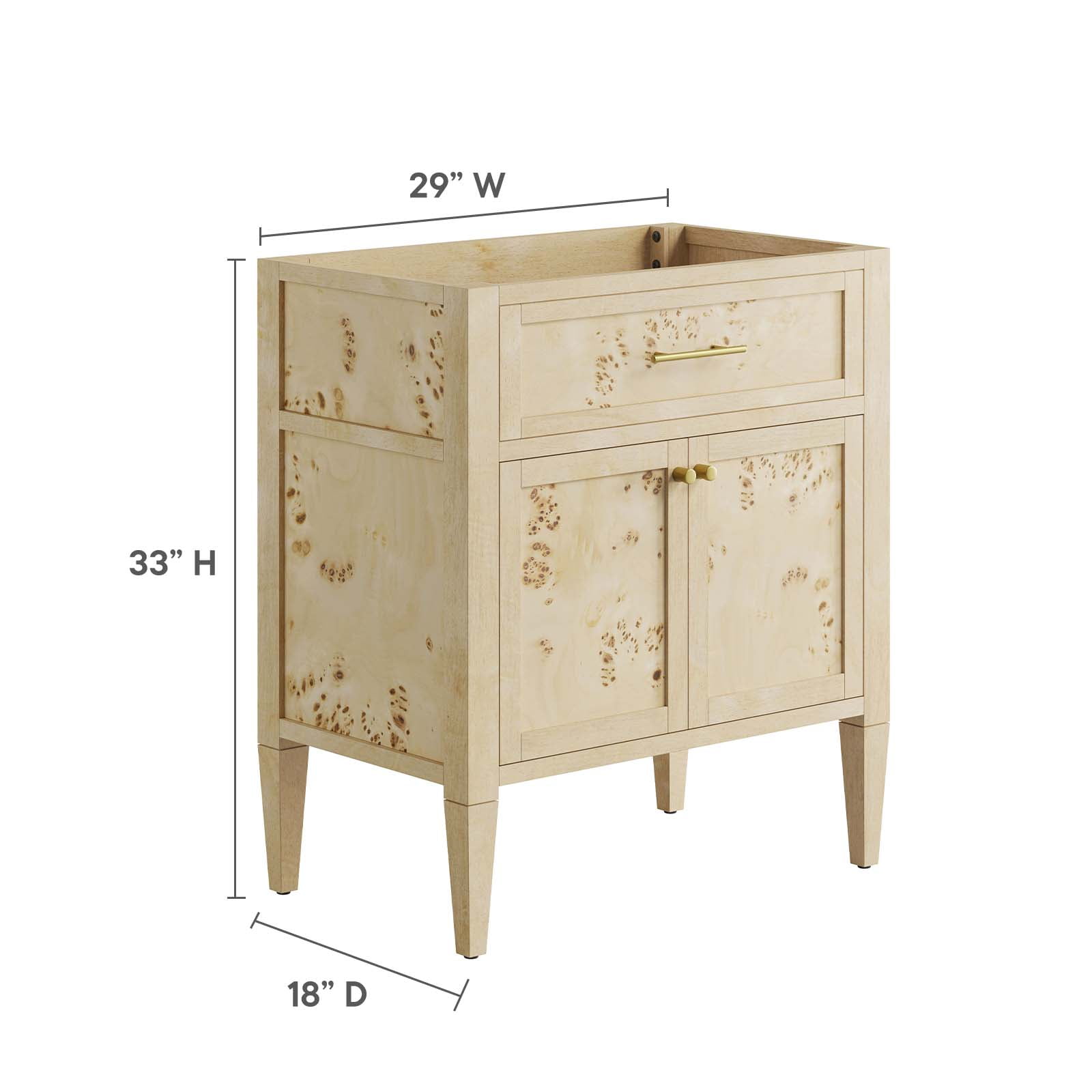 Modway Elysian 30" Bathroom Vanity Cabinet (Sink Basin Not Included) in Burgundy