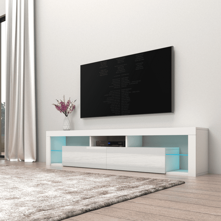 Milano white tv stand sale with led lights