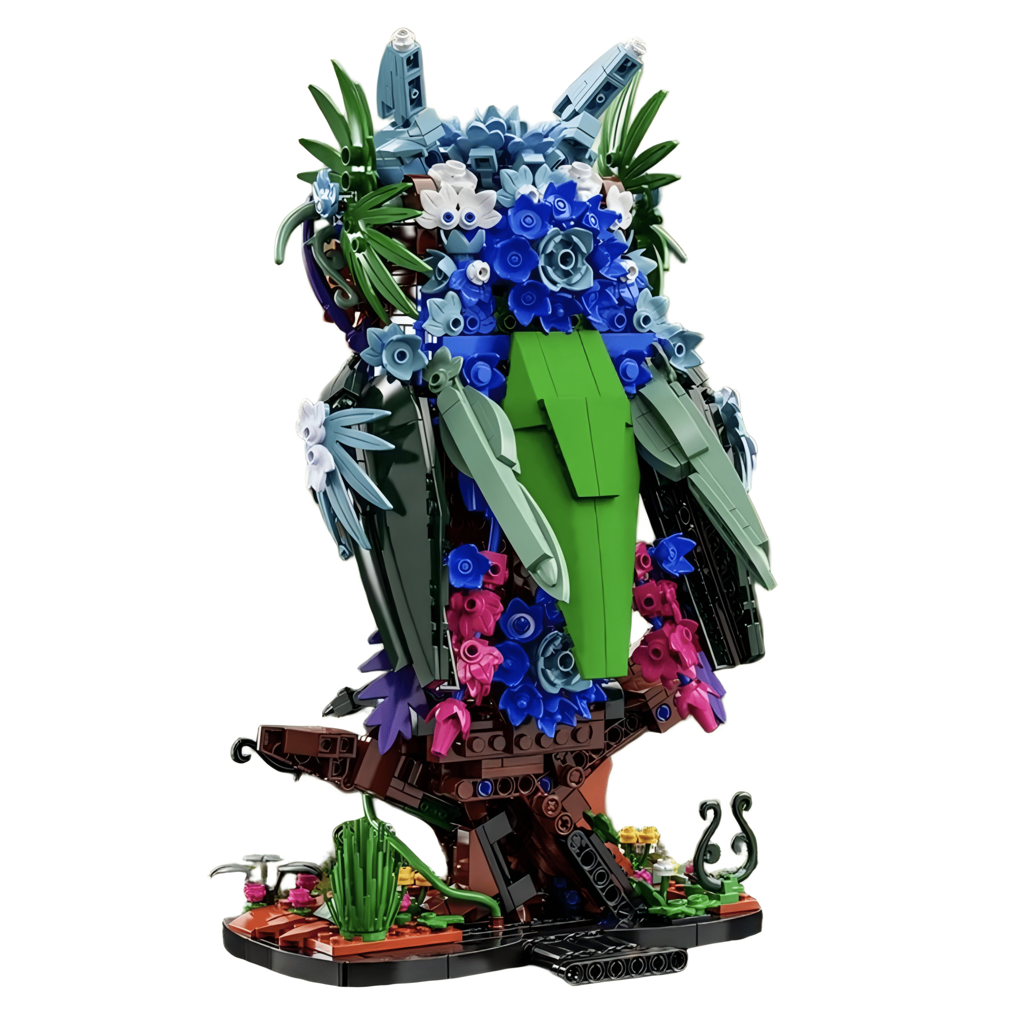 Flower Owl Building Set, Creative Floral Animal Model Kit for Display, Home Office Table Centerpiece Decor (1358 Pcs)
