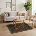 thumbnail image 3 of ODIKA 4'x6' Washable Area Rug Non-Slip, Chair-Friendly, Flatwoven Music Notes Symmetrical Retro Composition Vintage Guitar Print Refined for Home Office, Under Desk, 3 of 7