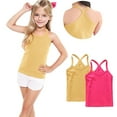 thumbnail image 7 of Toddler Kids 2PCS Cross-Back Camisole Sleeveless Solid Color Soft Cotton Blend Tank Tops for 2-13 Years Boys Girls Fashion Cute Gift (Black & Gold), 7 of 7