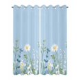 thumbnail image 2 of nqOlkjepod Outdoor Curtains for Patio Waterproof, Botanical Blue Green Outdoor Privacy Panels Grommet, Spring Pastoral Daisy Leaf on Linen Blackout Outside Curtains for Porch 54"x95", 2 Panels, 2 of 8