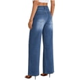 thumbnail image 6 of Moxiu Women's Wide Leg Denim Pants Baggy Cute Teen Jeans Pants Junior Mid Rise High Waisted Relaxed Fit Jean Pant with Pockets Blue,L, 6 of 7