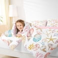 thumbnail image 3 of Manfei Watercolor Seashell Starfish Coral Twin Comforter Sets for Kids Girls, Cartoon Sealife Bedding Set, Pink Reversible 2pcs, 1 Comforter and 1 Pillowcase, 3 of 6