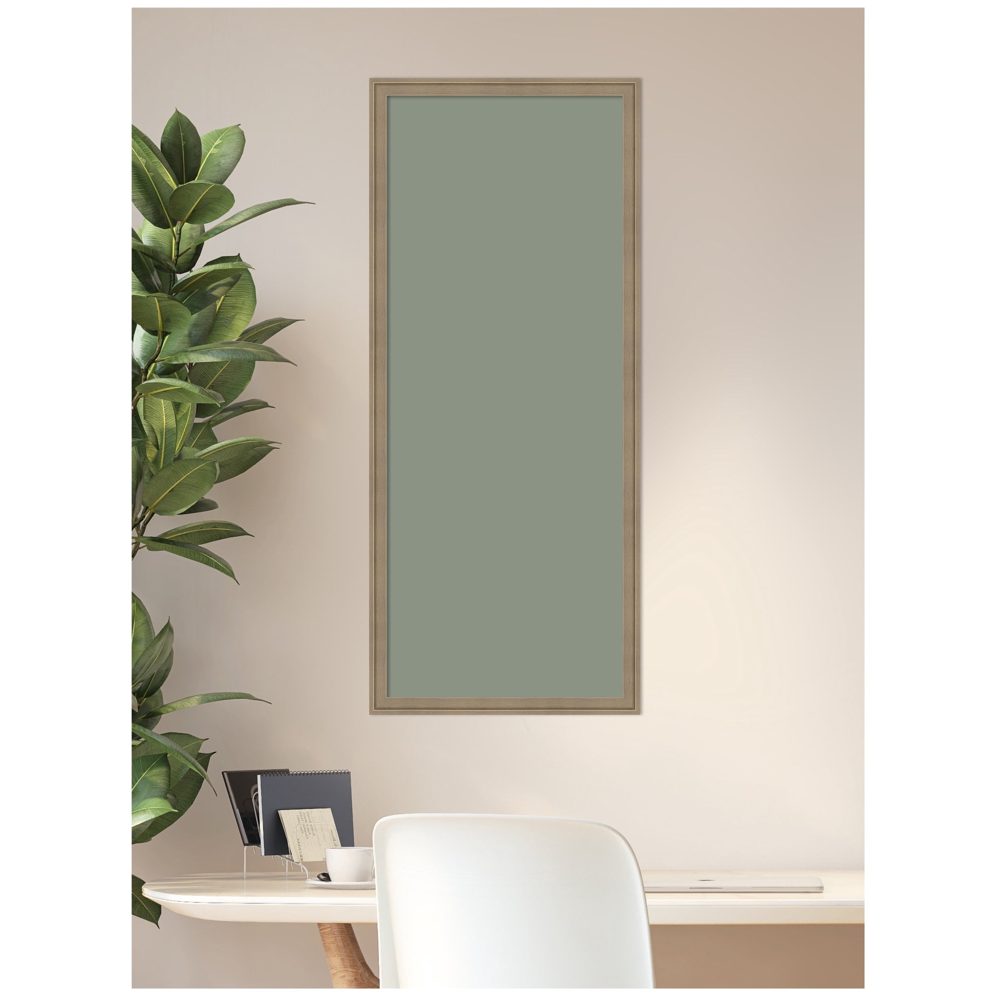 Kate and Laurel Framed Fabric Pinboard 18 x 42,  Printed Linen Classic Bulletin Board for Use as a Vision Board or Wall Organization, Florence Light Brown Frame